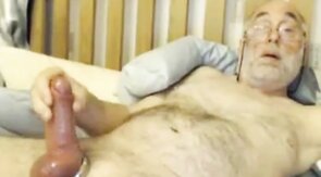 Bi Grandpa Plays With His Big Cock