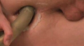 Pegging prostate and anal stretching with bizarre shovel dil