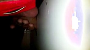 Glory hole cock sucking with cum swallow..