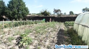 Skinny jockstrap stud outdoor fucked in the vegetable g