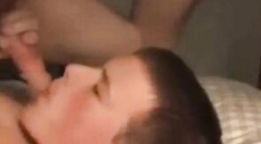 Self sucking twink cums on his face