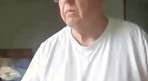 old man jerking his big dick