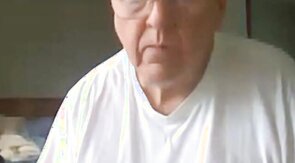 old man jerking his big dick
