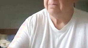 old man jerking his big dick