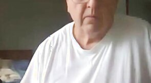 old man jerking his big dick