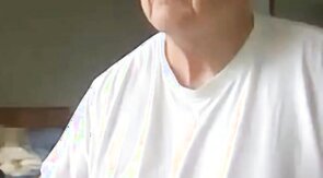 old man jerking his big dick