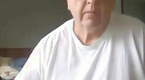 old man jerking his big dick