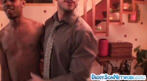 Deepthroating black stud in jockstrap assbanged by amat