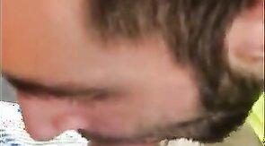 Hungry builder sucking dick