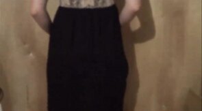 Sissy in new dress and panties