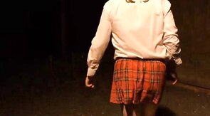 sissy schoolgirl cathy goes outside