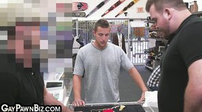 Pawn shop stud enjoys office 3way 4 cash with owners