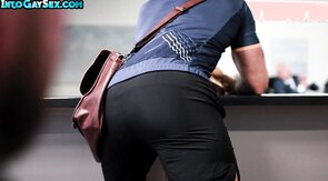 Bald gay hunk fucked in asshole in doggystyle by muscle