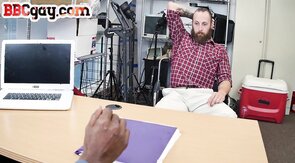 IR tattooed hunk anally drilled by BBC top in the offic