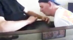 Swallowing cum from my friend again