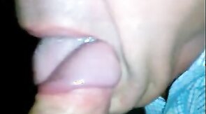 Glory Hole cock sucking with cum swallow