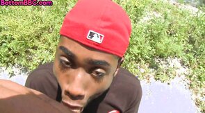 BBC bottom fucked outdoor 4cash by IR stud till cumshot