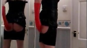 Playing in my new PVC dress