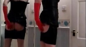 Playing in my new PVC dress