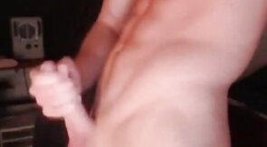 Hot muscular dude jerks off and cums alot