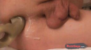 Pegging prostate and anal stretching with bizarre shovel dil