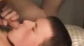Self sucking twink cums on his face