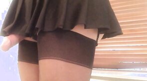 Close up cock in stockings ,