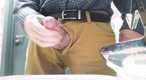 Little cock daddy wank at work with big cum spurt 2
