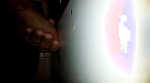 Glory hole cock sucking with cum swallow..