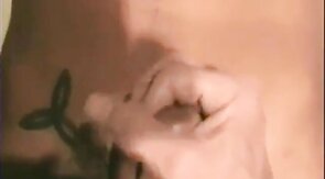 playing with his cock and hands while he