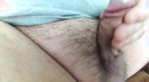 Close up small cock wank and cum