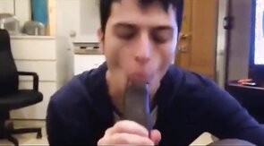 White Mexican Young Boy Sucking Black Cock Eating Cums