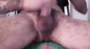 Hairy guy with big dick jerks off