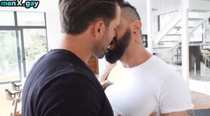 Deepthroating stud barebacked by tattooed lover till cu