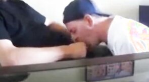 Swallowing cum from my friend again