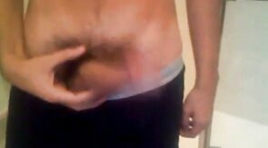 Arab in bathroom and shows his long cock