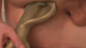 Pegging prostate and anal stretching with bizarre shovel dil