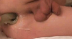 Pegging prostate and anal stretching with bizarre shovel dil