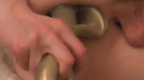 Pegging prostate and anal stretching with bizarre shovel dil