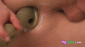 Pegging prostate and anal stretching with bizarre shovel dil