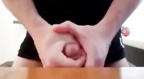 Guy wanks his enormous gigantic cock