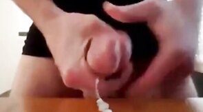 Guy wanks his enormous gigantic cock