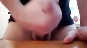 Guy wanks his enormous gigantic cock