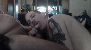 Sucking the cum from my Friends Cock
