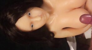 Doll facial with lots of cum