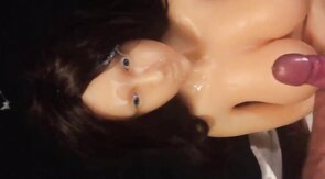 Doll facial with lots of cum