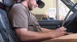Horny Guy Bustin A Nut at the Bank ( Hands free Public Cum )