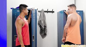 Muscled Asian blowjob bottom assdrilled in the locker r
