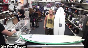 Pawnshop gay boss fucks customer in ass in missionary