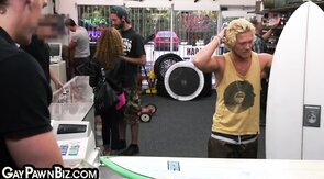 Pawnshop gay boss fucks customer in ass in missionary